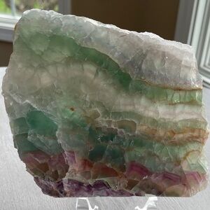 Hand-Cut Rainbow Green and Purple Fluorite Display Slab